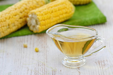 Corn oil and corn cobs