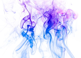 Colored smoke on white background
