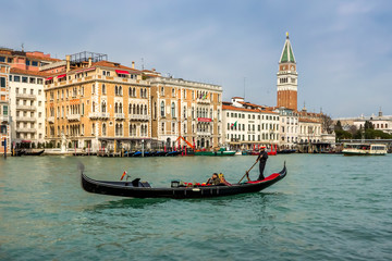 Venice, Italy - Mart, 2015. Gondola on Canal Grande.