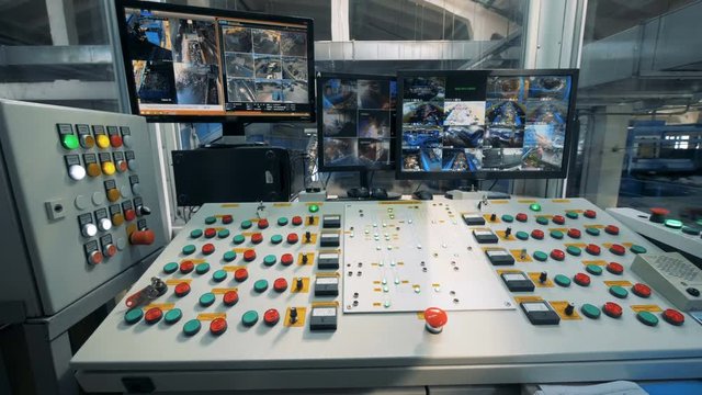 Control room at a garbage plant, close up.