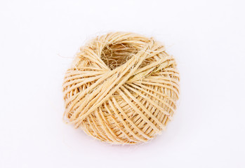 Threads in a tangle for knitting on a white background