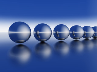 The ball line reflected on the surface