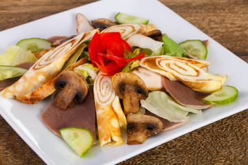 Pancake with pork tongue