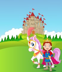 Cartoon prince and royal horse