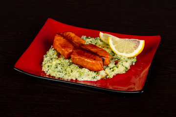 Fried salmon with rice