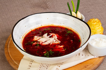 Traditional Borsch with meat