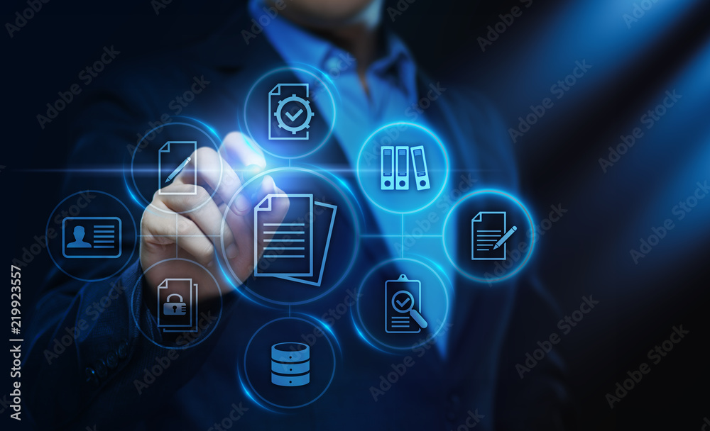 Wall mural document management data system business internet technology concept