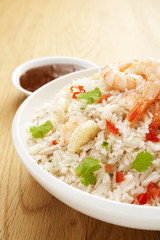 Rice Salad with Prawn or Shrimp and Banana Vertical