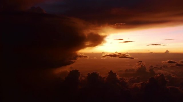 gold sky and dark cloud on the sky natural view 4k