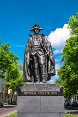Fototapeta premium Monument of American general Baron von Steuben in downtown of Magdeburg, Germany