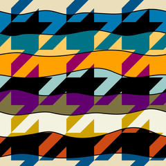 Seamless geometric pattern. Classic Hounds-tooth pattern in a patchwork collage style. Vector image.