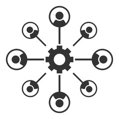 Simple, flat, black social (people) networking icon. Team icon. Working together icon. Isolated on white - obrazy, fototapety, plakaty