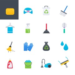 Cleaning Colourful Icons Set, Vector Illustration Design