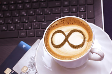 Coffee cup concept infinity symbol