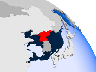 North Korea in red on map