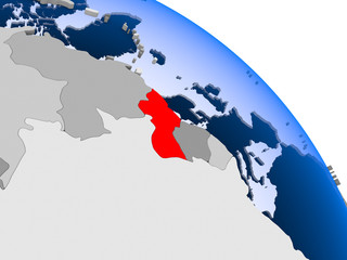 Guyana in red on map