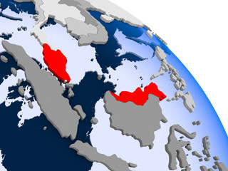 Malaysia in red on map