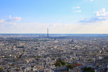 Panoramic city view of Paris with Eiffel tower