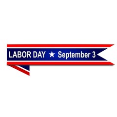 Happy Labor Day, blue banner with stars