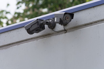 Security camera on building