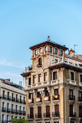 Fototapeta na wymiar Colorful old buildings in historic city centre of Madrid