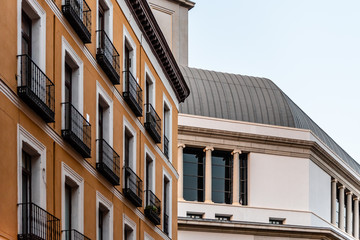 Old residential buildings and Royal Theater of Madrid