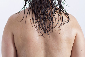 A woman with the back wet