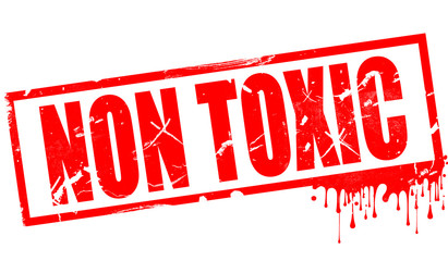 Non toxic word in red ink stamp
