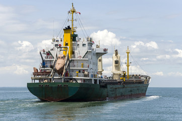Cargo ship at open sea
