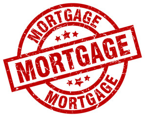mortgage round red grunge stamp