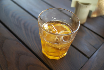 A glass of an alcoholic beverage for aperitivo