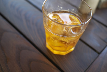 A glass of an alcoholic beverage for aperitivo