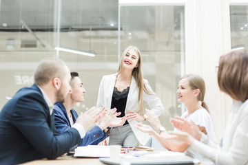 Group of business meeting at the table in the modern office ,Team work and diverse hands together joining business relationships with greetings and joint business partnership.