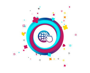 Fototapeta premium Internet sign icon. World wide web symbol. Cursor pointer. Colorful button with icon. Geometric elements. Vector