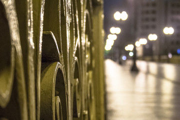 Night view of the iron grid of the Santa Ifigenia viaduct in downtown of Sao Paulo, SP. 