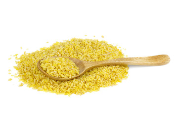 Bulgur grains isolated on white background