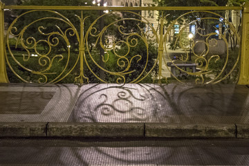 Night view of the iron grid of the Santa Ifigenia viaduct in downtown of Sao Paulo, SP. 