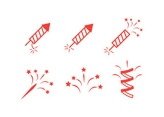 Set of fireworks. Brightly celebration firework balls vector