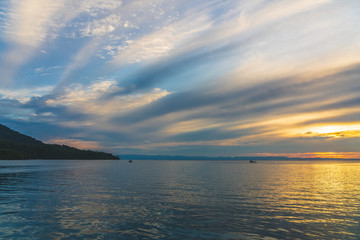  Sunset at beach sea sky clouds twilight time