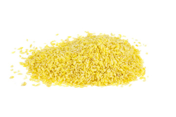 Bulgur grains isolated on white background