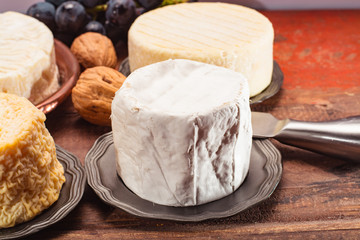 Belgian white mold soft cow milk cheese Bouquet des Moines from Abbey of Val-Dieu close up