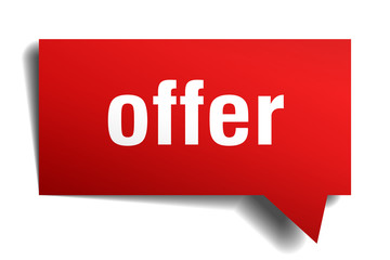 offer red 3d speech bubble