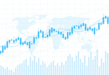 Business candle stick graph chart of stock market investment trading on background design. Bullish point, Trend of graph. Vector illustration