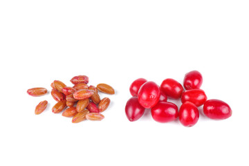Cornels and pits isolated on a white background
