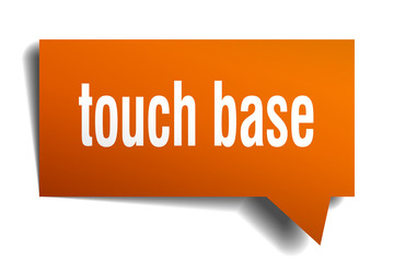 touch base orange 3d speech bubble