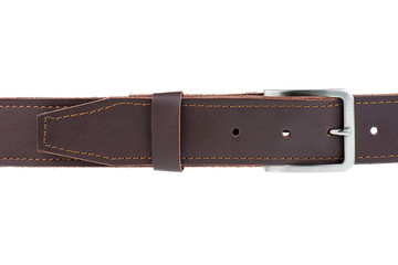 Brown genuine leather men's belt