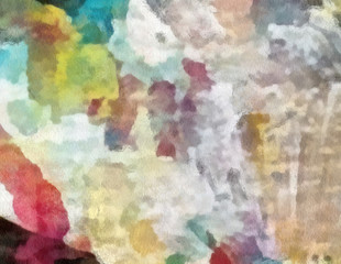Detailed close-up grunge multi color abstract background. Dry brush strokes hand drawn oil painting on canvas texture. Creative simple pattern for graphic work, web design or wallpaper. 