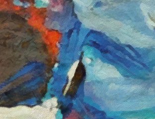 Naklejka premium Detailed close-up grunge multi color abstract background. Dry brush strokes hand drawn oil painting on canvas texture. Creative simple pattern for graphic work, web design or wallpaper. 
