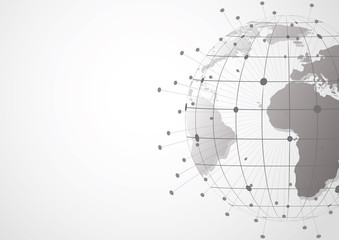 Fototapeta na wymiar Global network connection. World map point and line composition concept of global business. Vector Illustration