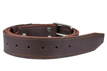 Brown genuine leather men's belt